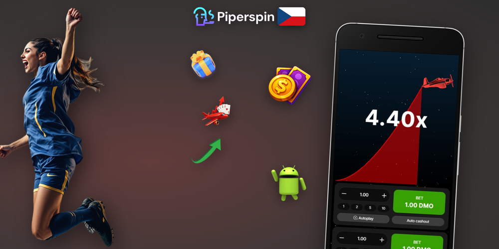 Herní rozhraní Aviator online v Piper Casinu s tlačítky pro výběr výhry