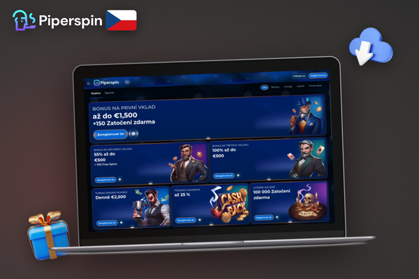 Hráč plní podmínky obratu Piper Casino na online slotu u notebooku